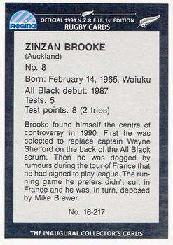 1991 Regina NZRFU 1st Edition #16 Zinzan Brooke Back